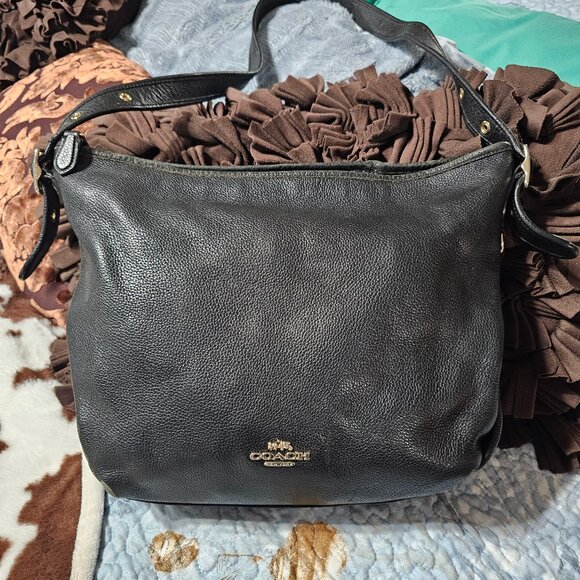 Coach Dufflete Crossbody Bag Purse In Black Pebbled Leather - Picture 1 of 12